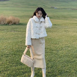 2022 Autumn Winter Cute Fashion Faux Fur Coat Women Thick Warm Soft Plush Fur Jacket Sweet Casual Female Overcoat Young