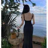 Toloer Shot Show Back Atmosphere Feeling Sling Dress Female Design Sense French Temperament Show Thin Fish Tail Dress Clear Cold
