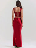 Satin Corset Top & Maxi Skirt Two Piece