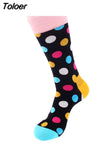 Classic Colorful Dot Printed Happy Socks Men Casual Combed Cotton Harajuku Socks Funny Crew Socks For