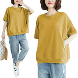Toloer Size Add Fat Women's Clothing 200 Jin 2024 Summer Loose Large Size Cover Meat Show Thin Jacket Pure Color Round Collar Short Sleeve