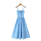 Corset Elastic Ruched Strap Midi Dress-Outfit