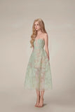 Sheer Lace Layered Strapless Midi Dress-Outfit