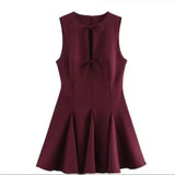 Homemade New Women's Classic Wide-Swibted Bow Dress