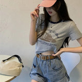 Toloer Print Short Sleeve T-Shirt Women's Color Round Collar Bottom Shirt 2024 Summer Hot Girl Short Student