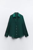 Homemade New Women's Fashion 20 Color Silk-Sense Tidling Shirt