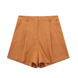 Women's 2025 Spring New Fashioned Colored Flax-Blend Vest + Shorts