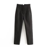 Trousers Slimming Solid Color Pleating Formal