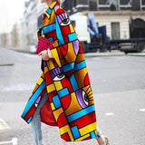 Spring And Autumn Wishebay Long Horn Sleeve Coat Print Loose Wind Coat