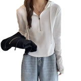 Toloer New Fall 2024 Short Zipper Top Shows A Thin Long-Sleeved