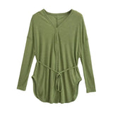 Fashion Women's Fashion Summer New Style Long-Sleeved Loose Sunscreen Thin-Style Strapped Waist Single-Breasted Blouse-Outfit