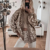 2021 New Spring Autumn Oversized Sweater Leopard Cardigan Casual Loose Female Knitted V-neck Jumper Fall Women