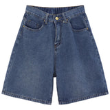 Toloer Hong Kong Style Wide-Leg Denim Shorts Women's Summer 2023 New Loose Straight Leg Five Split Pants High Waist Show Thin
