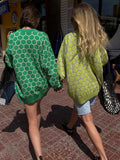 Collar Honey Sweater 2024 New Loose Temperament Versatile Plaid Head Round Collar Sweater-Outfit