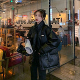Winter Pu Leather Jacket Bomber Ins Chic Basic Korean Parka Feminina Coat Women Plus Size Puffer Oversize Harajuku Snow