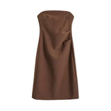 Trend Women's Wear Summer New Solid Color Slimming Short Dress Hot Girl Breast Fold Hip Skirt-Outfit