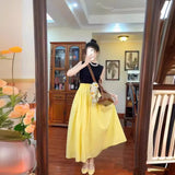 High-Waisted Half-Dress Woman's Summer Thin A-Dress Loose Waist-Hanging Long Umbrella