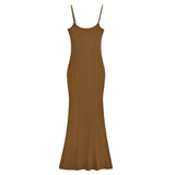Trendy Women's Dress Hot Girls Sexy Stretch Slim Show Thin Buttocks Halter Skirt Pure Desire Tight Sleeveless Dress-Outfit