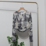 Collar Tie-Dye-Print Slim Long-Sleeved T-Shirt T-Shirt T-Shirt With Sunscreen
