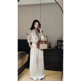 2025 Light Luxury A Complete Set Of Female White Thin Shirt Top Small Straight Tube Drag Flooring Casual Pants