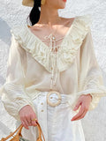 Spring Women's New White French Shirt Women's Long Sleeves Changfeng Shenzhen South Oil Shirt Women's