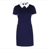 Mini Dress Short Sleeve A-Line Dress For Women Turn-Down Collar Casual Short Dress Fashion Ladies Clothes Robe