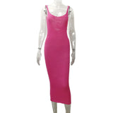 Windy Holiday Dress Sleeveless Sling Belt Hollow Side Open-Brokered Back Knitted Dress