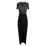 Fluoroticle Stud Beads Short-Sleeved Women's Evening Dress Dress Dress Dress