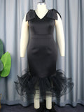 New V-Neck Sleeveless Bow Dress Designer Mesh Dress Dresses