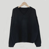 V-Neck Pullover Dark Academia Sweater-Outfit