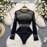 Women Sexy Backless Rompers Fashion Korean Bodycon Jumpsuits 2022 New Summer Chic Streetwear Flocking Slim Bodysuit