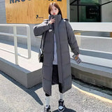 Chinese Drama Long College Style Down Jacket Female 2024 Winter Fashion Thick Loose Warm White Duck Down Matching Jacket-Outfit