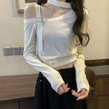 Shirt Design Popular Shoulder Hanging Neck Women's Autumn Dress Version Of 2025 New Slim Long Sleeve