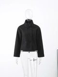 Spring And Autumn New Temperament Trend Collar Buckle Jacket Short