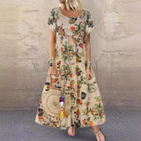 Explosion Women's Vintage Flower Printed Short Sleeve Round