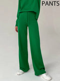 Basic 2 Piece Sweater Sets For Women Autumn Knitted Pants Suits With Sweaters 2 Piece Sets Womens Outfits Straight