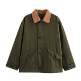 2025 New Women's Retro Casual Clip Long-Sleeved Collage Splicing Buckle Jacket