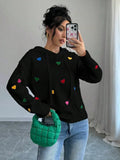 And Winter Women's Sweater Fashion Color Love Hooded Long-Sleeved Knitted