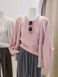 Lazy Wind Knitted Cardigan Halter Vest Two Sets Of Women Wear Korean Version Of Casual Loose-Fitting Sweaters-Outfit