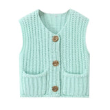 Autumn Street Shirt Fashion Cute Crochet Wool Vest Knitted Thick Knitted Vest Women's
