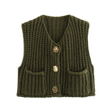 2024 Autumn And Winter New Women's Street Fashion 11 Color Thick Needle Vest W063 6001-Outfit