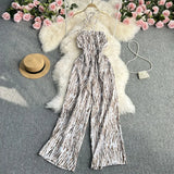Toloer New 2023 Summer Korean Version Of The Retro Wind Dye Neck Jumsuit Female Show Thin Chest Straight Tube Wide Leg