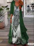 Toloer 2024 Summer Women's Print Holiday Dress Indian Style High Skirt Skirt Two Sets-Outfit