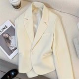 Toloer And Autumn New Fashion Small Web Celebrity Fried Street White Short Suit Jacket Female Simple All-Match Niche Suit-Outfit