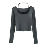 Trendy Ladies' Hot Girl Style Low-Necked Bottomed Shirt In Summer, A New Color Halter Halter Top With Two Sets-Outfit