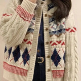 Knitted Design Buttoned Cardigan-Outfit