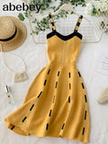 Contrast color Sexy V Neck Spaghetti Strap Summer Mini Dress Women Casual Party Yellow Black Sweater