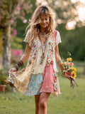 Flower Striped Vest Dress Dress Vacation