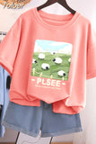 100% Cotton L-6XL T Shirt Plus Size Tshirt Short Sleeve Solid Women Top Summer Print Couple O Neck Oversized T