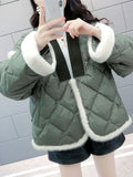 Woman Green Reversible Quilted Jacket Oversize 2022 Spring Autumn Winter Loose Coat Casual Cotton Padded Jacket